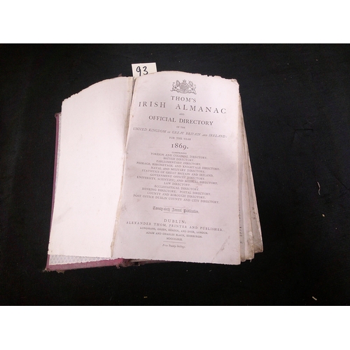 93 - Thom's Irish almanack 1869, 1924pp plus adverts