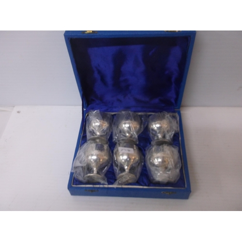 404 - A new boxed set of six silver plated goblets each 6cmH