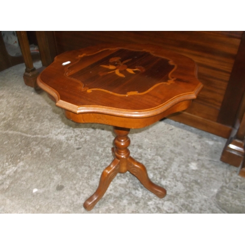 411 - An inlaid lamp table 58cmH