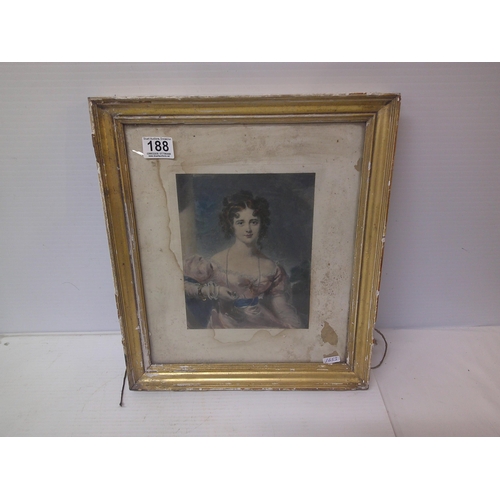 188 - A framed 19th century portrait of a lady - 35.5cm x 41cm