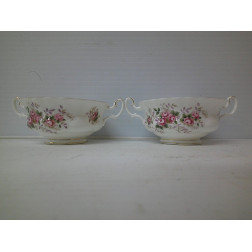 283 - Two Royal Albert - Lavender Rose - two handled soup bowls