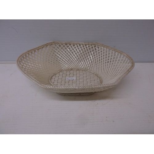 362 - A Belleek basket, very minor damage to the bottom rim 27cm X 21cm