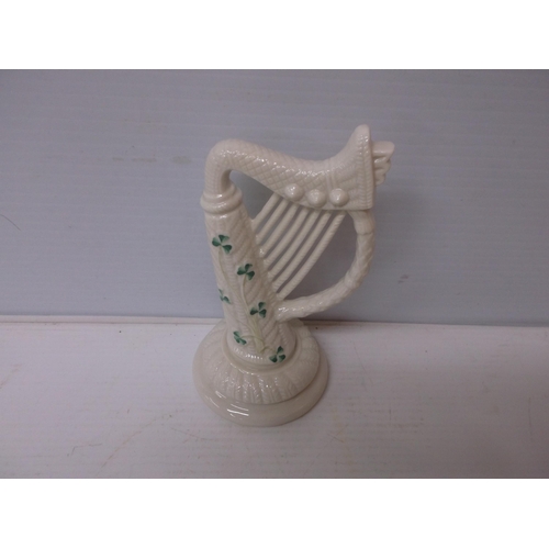 375 - A Belleek 6th period harp 22cmH