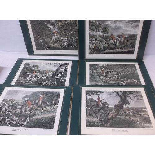 399 - A set of six Lady Clare place mats depicting hunting scenes 36cm X 26cm