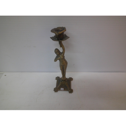271 - A brass figurine single candle holder - 26cmH