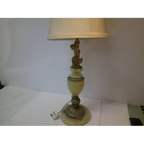 284 - A tall onyx and brass figurine table lamp - 90mH