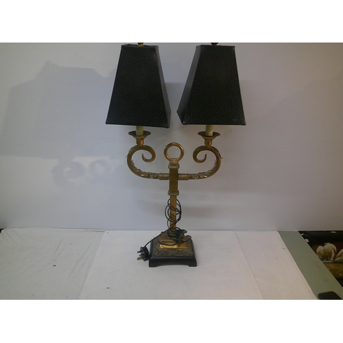 295 - A tall two branch brass table lamp - pwo - 86cmH