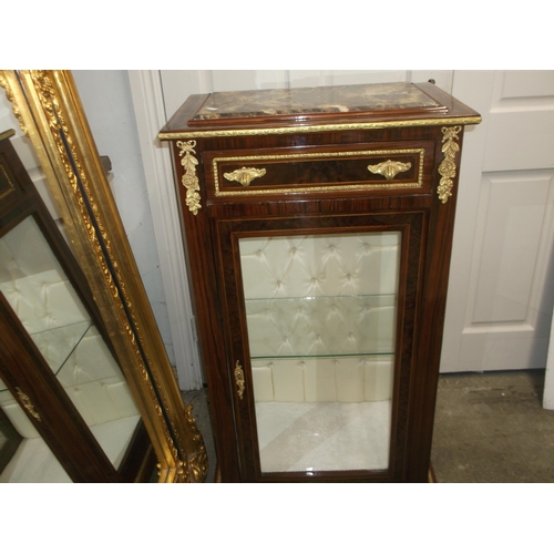 415 - A marble topped rosewood display cabinet