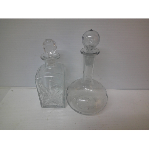 92 - Two glass decanters