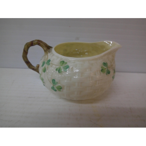 307 - A Belleek 3rd period shamrock pattern cream jug - 6cmH