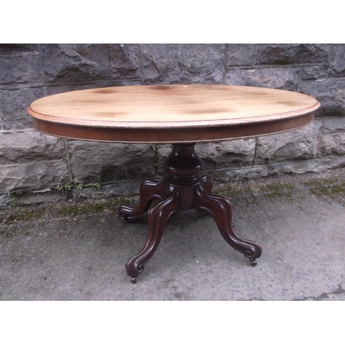 417 - A Victorian tip up oval mahogany breakfast table 122cm