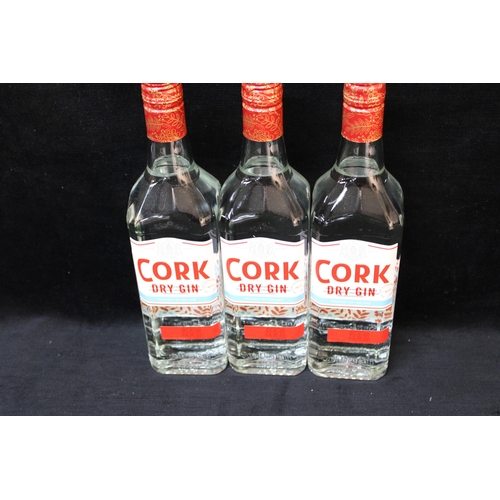 121 - Three bottles of Cork Dry gin