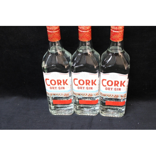 122 - Three bottles of Cork Dry gin