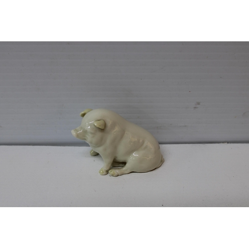 413 - A 6th period Belleek pig 10cmW X 7cmH