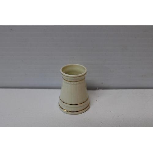 414 - A small Belleek vase 6cmH gold mark