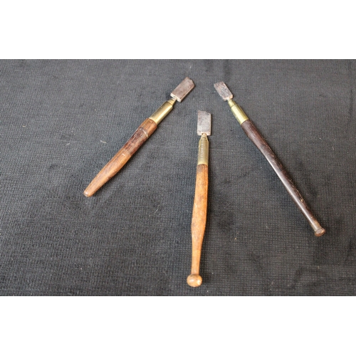 123 - Three vintage diamond tipped glass cutters