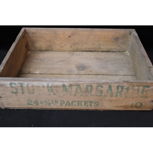 181 - A vintage Stork margarine wooden box - 36cm x 18cm x 9cm