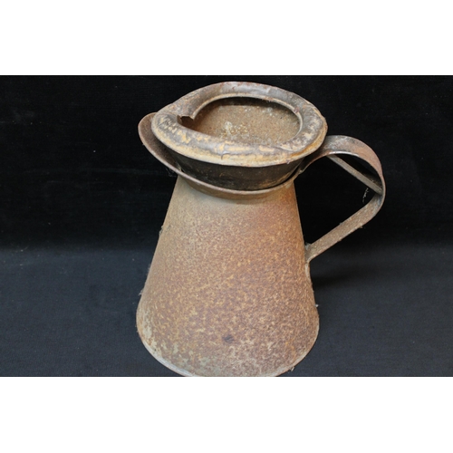188 - A vintage metal oil can and tundish - 26cmH