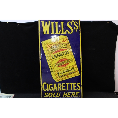 196 - A vintage Will's enamel cigarettes sign - 92cm x 46cm