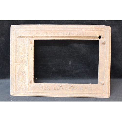208 - A cast iron Columbian Stove Works frame - 61cm x 43cm