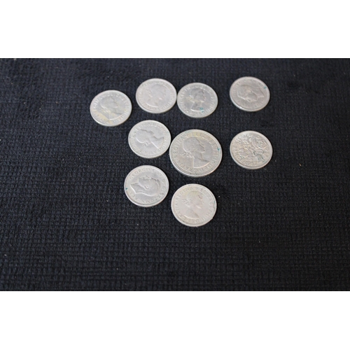 222 - Nine sixpences and one shilling