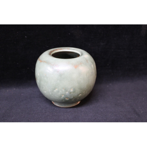 212 - A unique Patrick Nordstrom for Royal Copenhagen stoneware pot.  Green brown crystalline glaze - no l... 