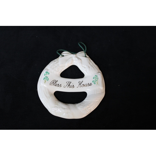316 - A Belleek house blessing wreath - 16cmD