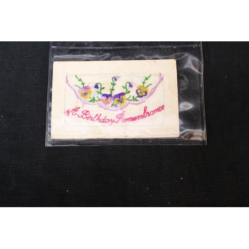 266 - A First World War embroidered postcard 'A Birthday Remembrance'