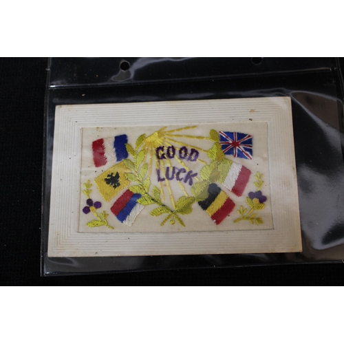 276 - A First World War 'Good Luck' embroidered postcard