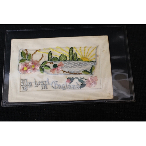 277 - A First World War 'My heart is in England' embroidered postcard