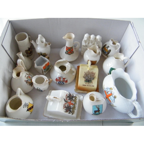 308 - A box of crested ware items