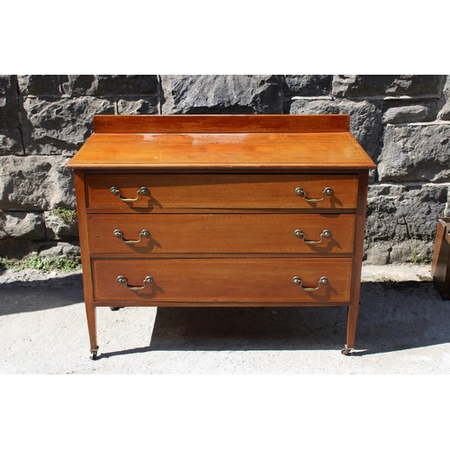 335 - A Victorian inlaid three drawer chest of drawers - 107cmW x 78cmH