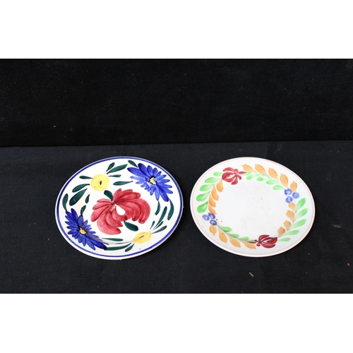 356 - Two small spongeware plates - 15.5cmD largest