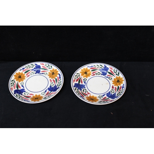 357 - Two spongeware plates - 17cmD each