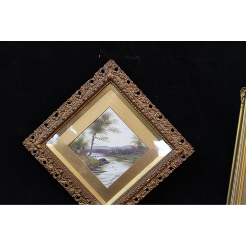 36 - A Victorian watercolour depicting the ruins of an Abbey 39.5cm X 39.5cm