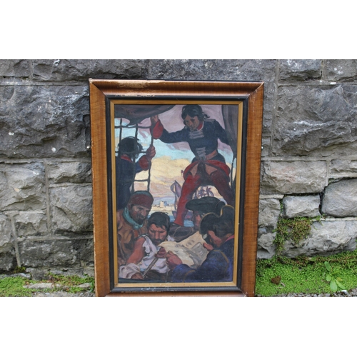 56 - A large original oil painting on board 56cm X 90cm