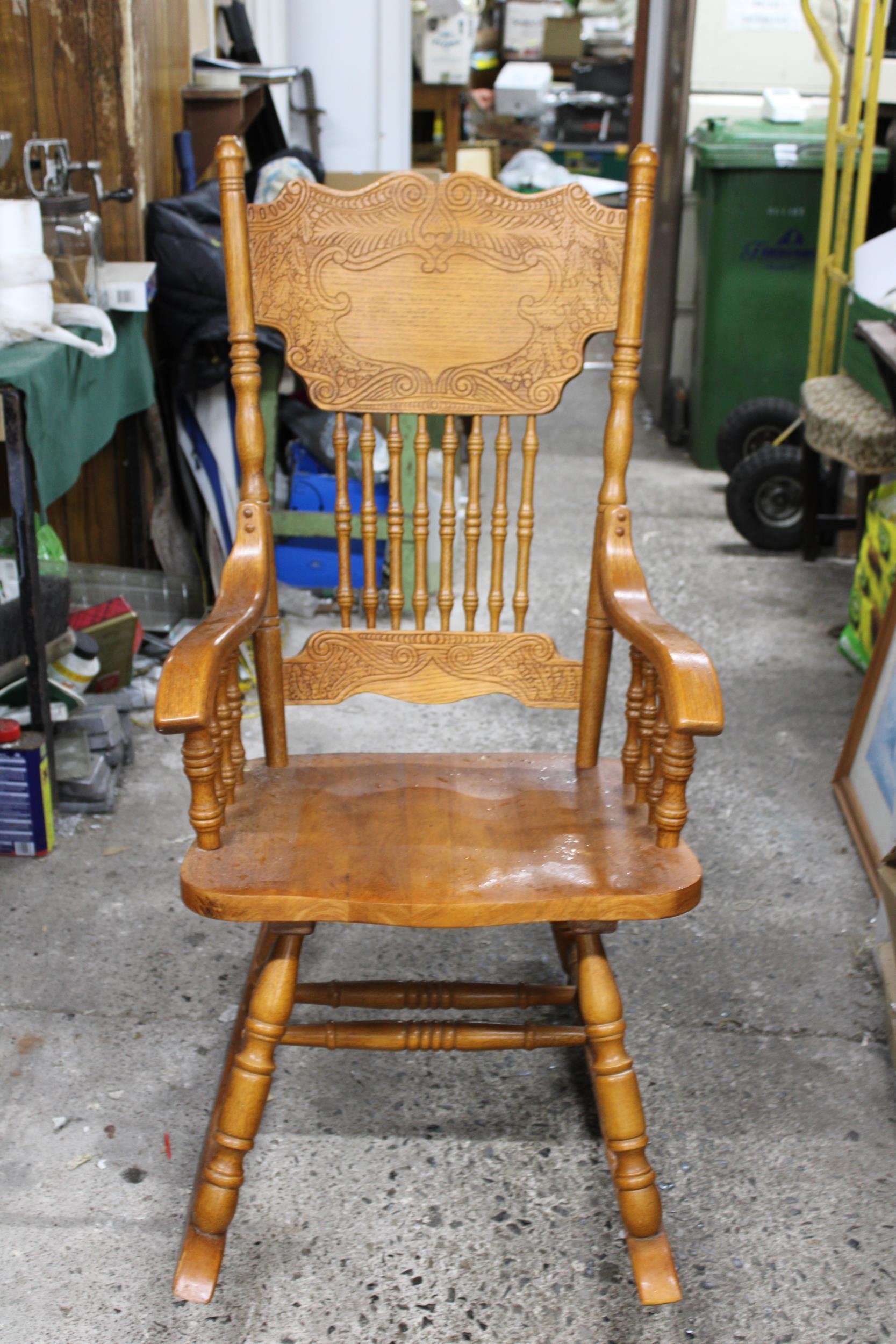 An oak rocking chair