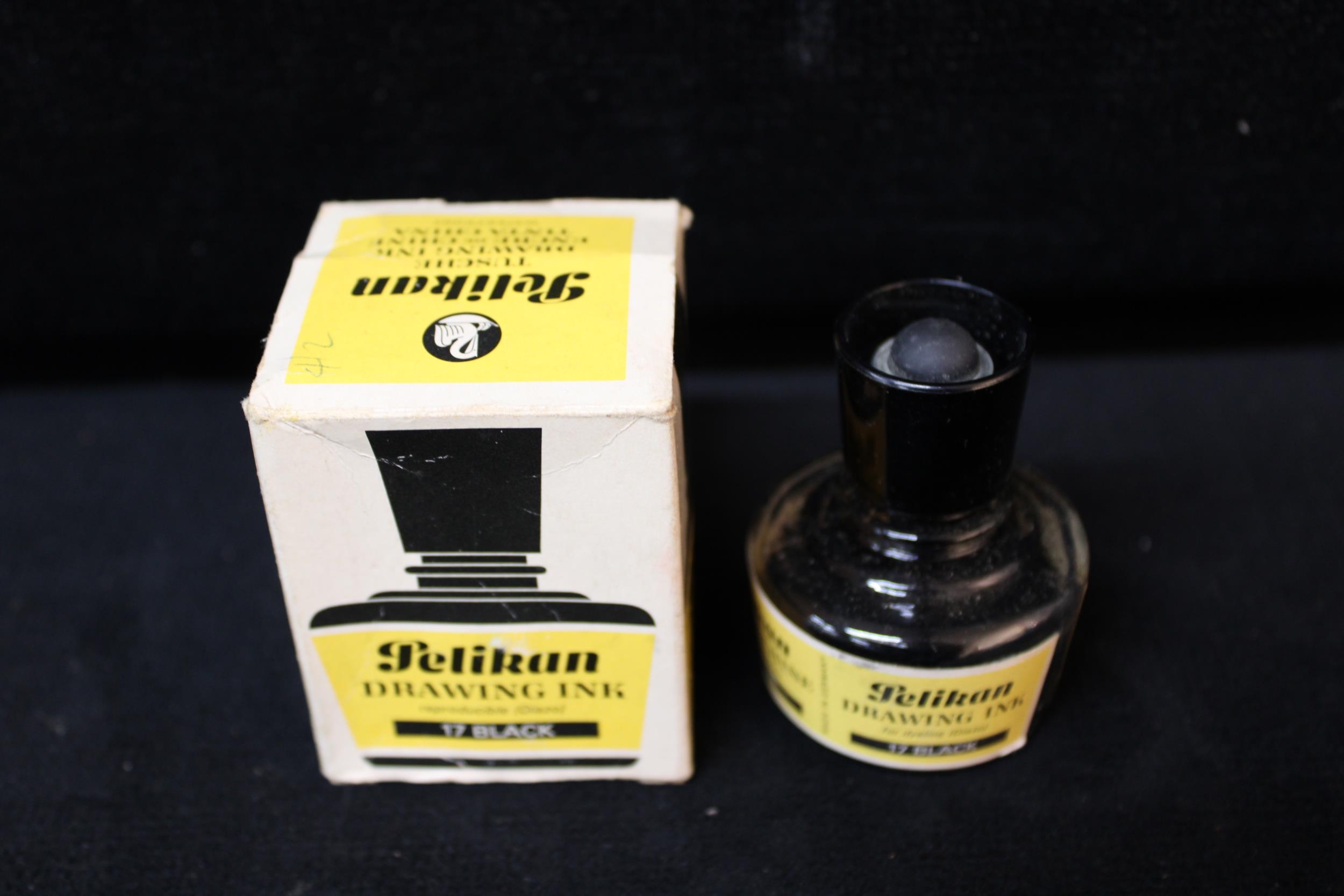 A bottle of Pelikan drawing ink in box - 6cmH