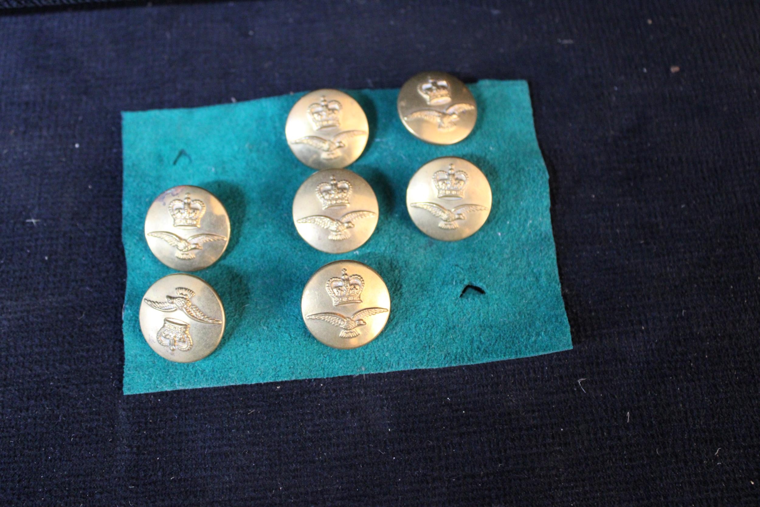 Seven Royal Air Force uniform buttons