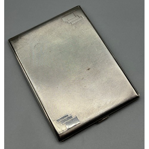 2 - Sheffield silver Art Deco cigarette card case. Produced by Walker & Hall [166.88grams]