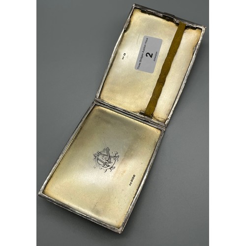 2 - Sheffield silver Art Deco cigarette card case. Produced by Walker & Hall [166.88grams]