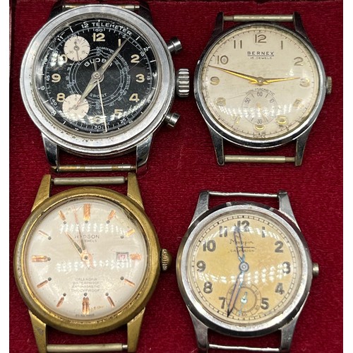 10 - Four various vintage watches; Telemeter Globa Sport, Bernex 15 jewels Non Magnetic, Mappin Campaign ... 