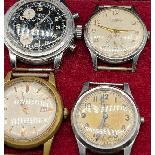 10 - Four various vintage watches; Telemeter Globa Sport, Bernex 15 jewels Non Magnetic, Mappin Campaign ... 