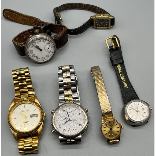 14 - A Selection of watches; Citizen Automatic 21 jewels, Seiko Quartz Chronograph, Hamilton Geneve Intra... 