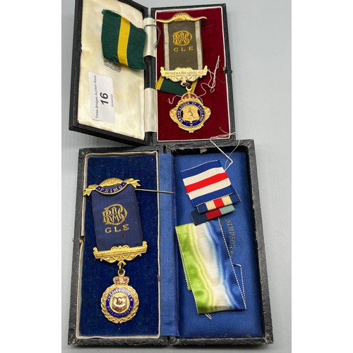 16 - Two Buffalo Lodge medals; Chester silver and enamel medal.