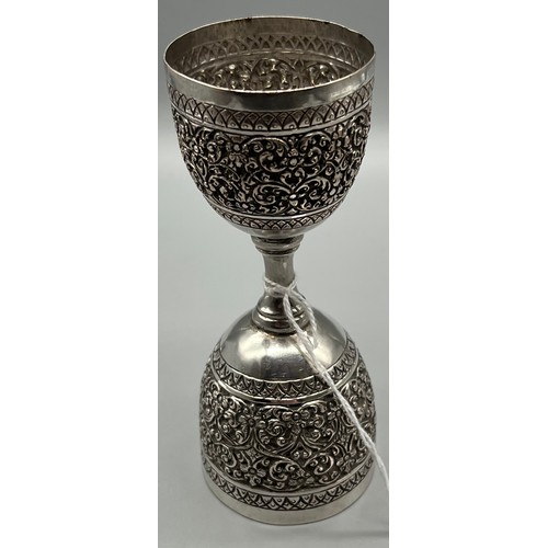 23 - Antique silver colonial Indian double sided drinking cup. [86.34grams] [12cm high]