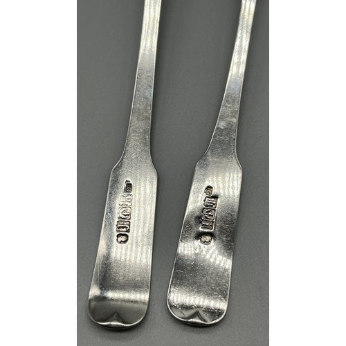 36 - A Pair of Georgian Edinburgh silver dessert spoons produced by James Gillialand. [67.41grams] [19cm ... 