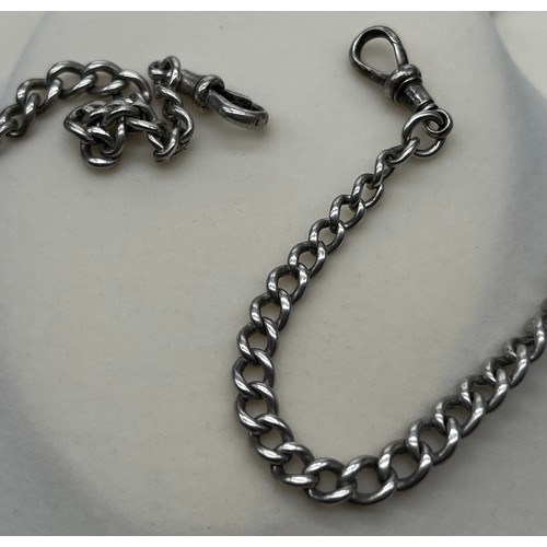 38 - Antique Silver Albert Chain fitted with T-Bar. [69cm length] [60.24grams]