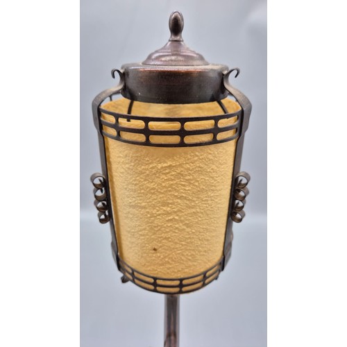 126 - Art Deco table lamp; Copper and brass base in the form of a street lamp. [60cm high]