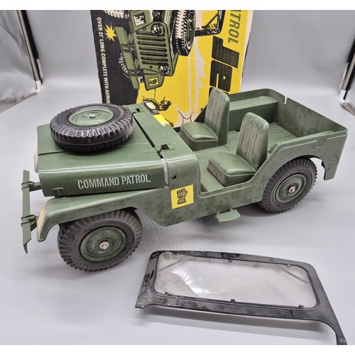 128 - Marx Toys Command Patrol Jeep. [As found wind screen] Comes with original box.